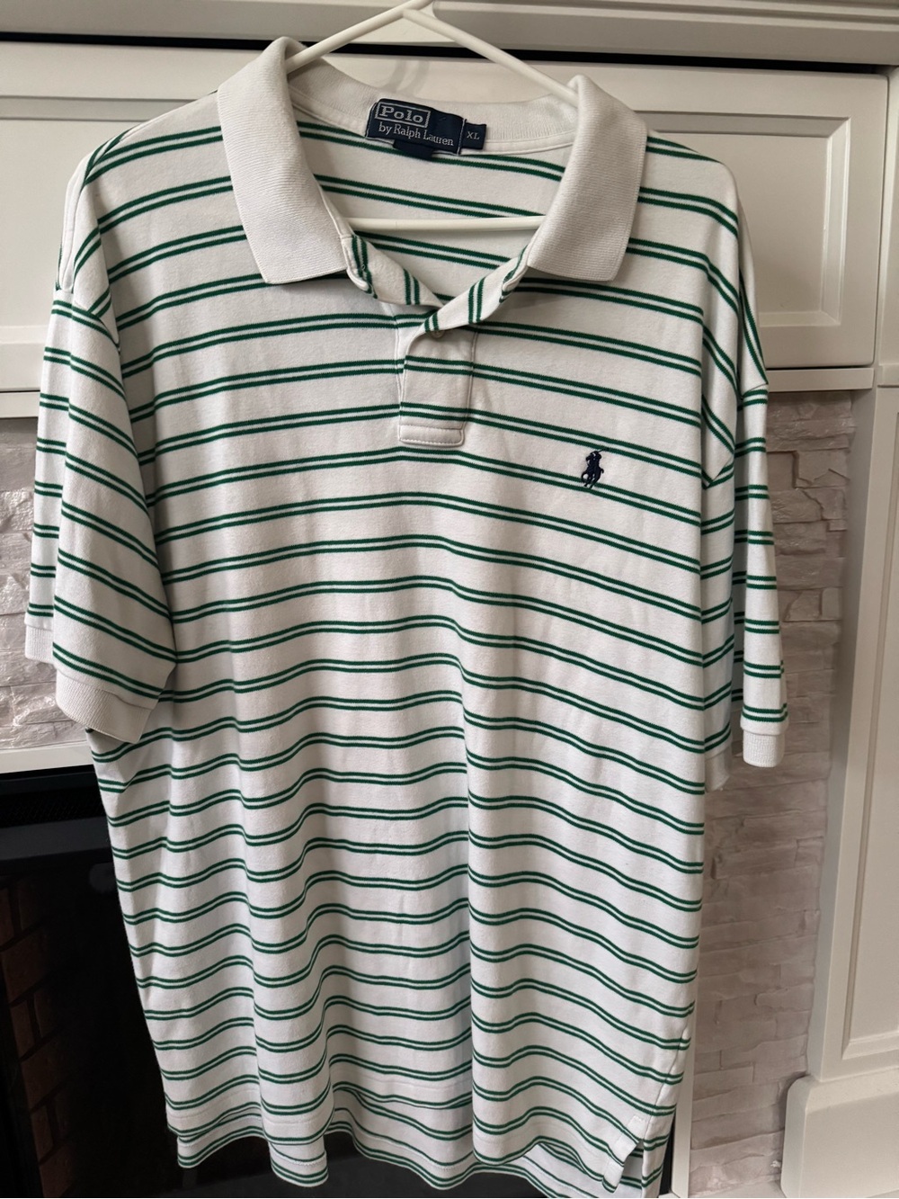 Ralph Lauren White Polo with Green Stripes size XL. Great condition